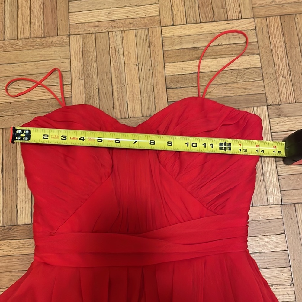Badgley Mishka collection sz 2 red crepe strapless sweetheart gown - Picture 8 of 9